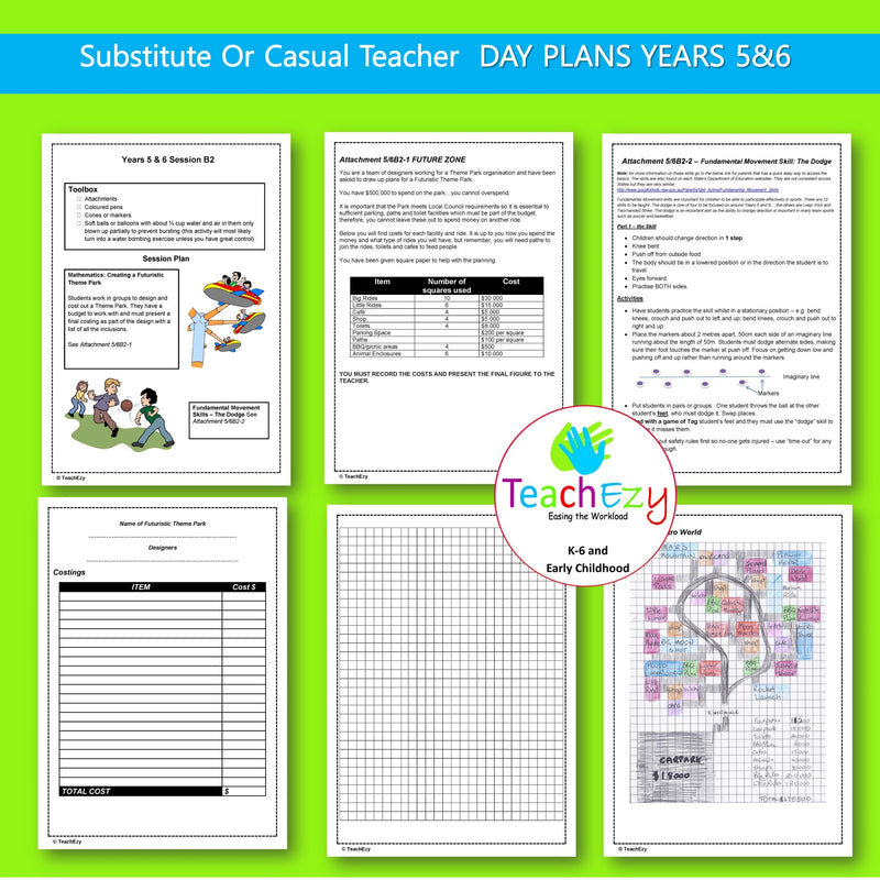 Substitute or Casual Teacher Day Plans Year 5 and 6