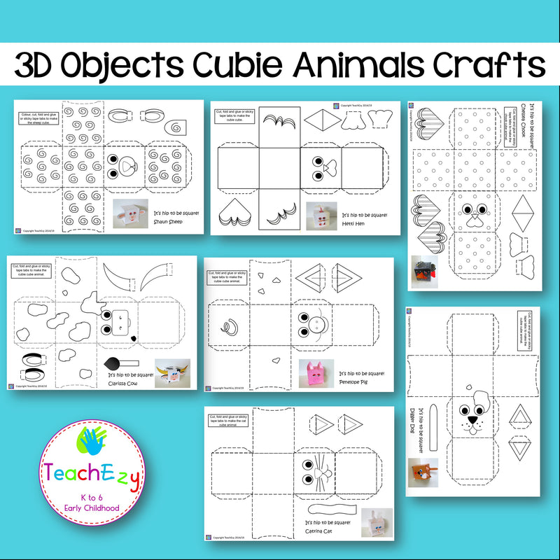 3D Animal Craft Cubie Creatures black and white