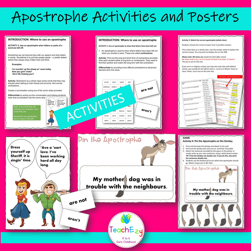 Apostrophe Activities and Posters