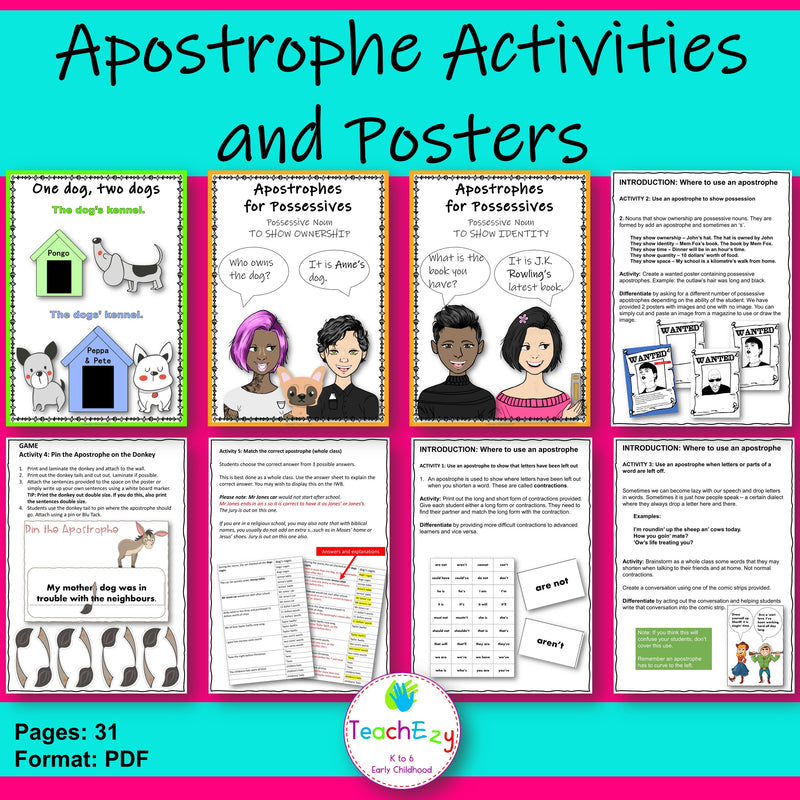 Apostrophe Activities and Posters