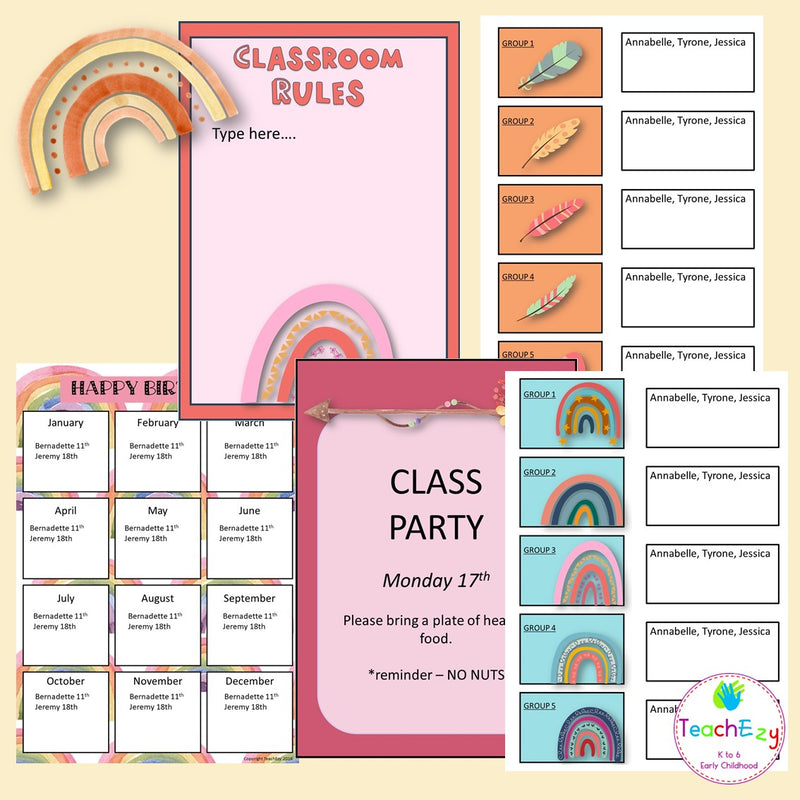 Classroom Décor Boho and Rainbow Design