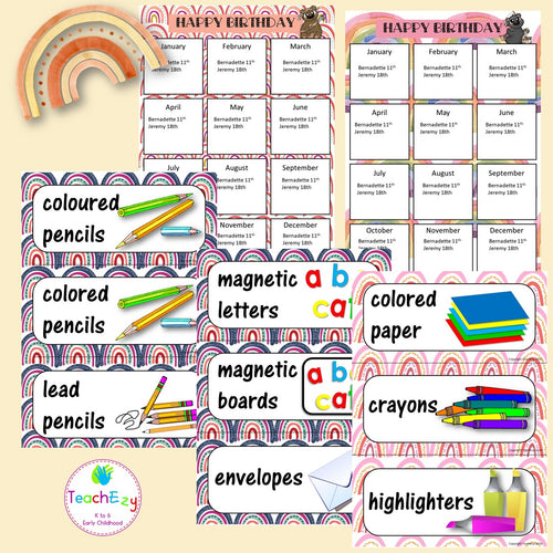 Classroom Décor Boho and Rainbow Design