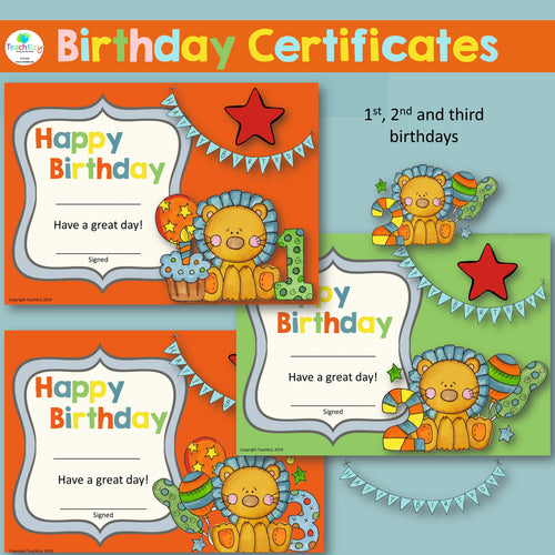 Birthday Certificates Preschool and Kindergarten