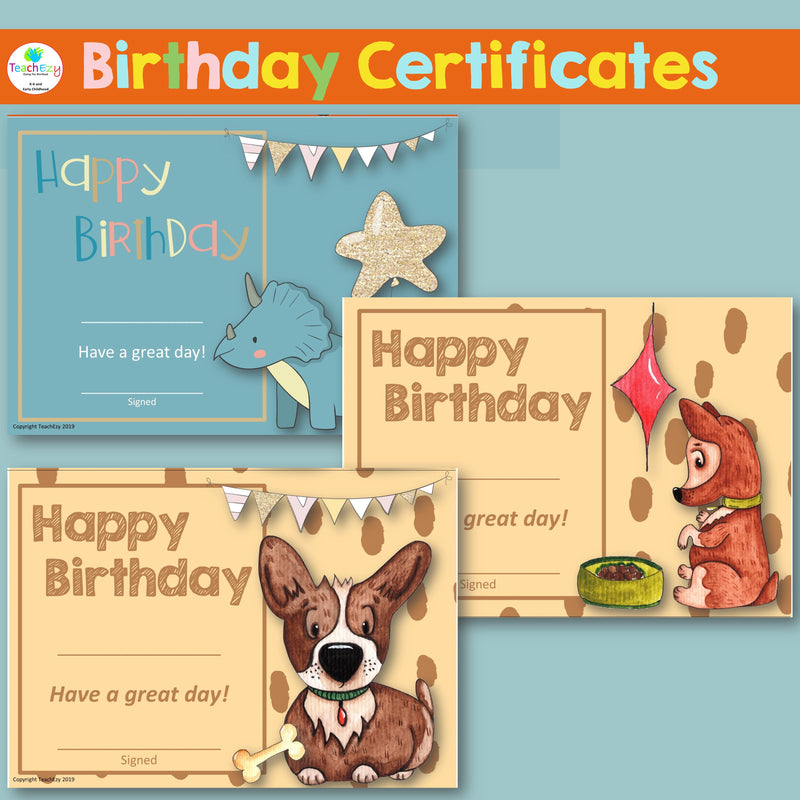 Birthday Certificates Preschool and Kindergarten