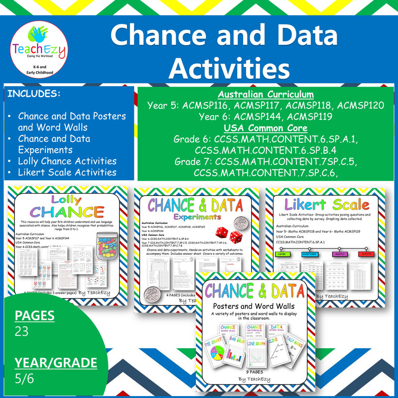 Chance and Data Activities Bundle Years 5 and 6