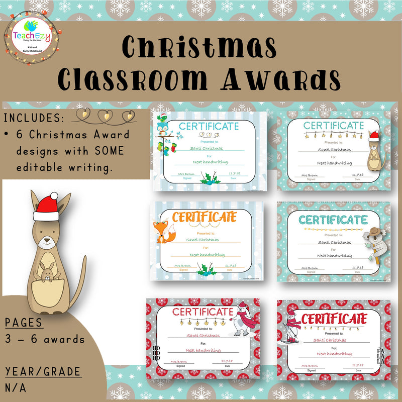 Christmas Classroom Awards