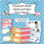 Editable Classroom Labels and Signs Farm Theme