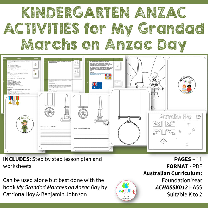 ANZAC ACTIVITIES for My Grandad Marches on ANZAC Day Kindergarten