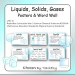 Solids Liquids Gases Posters and Word Walls