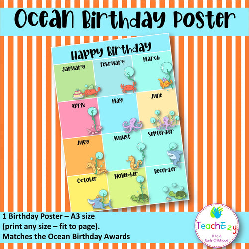 Ocean Birthday Certificates and Poster