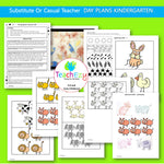 Substitute or Casual Teacher Day Plans Kindergarten