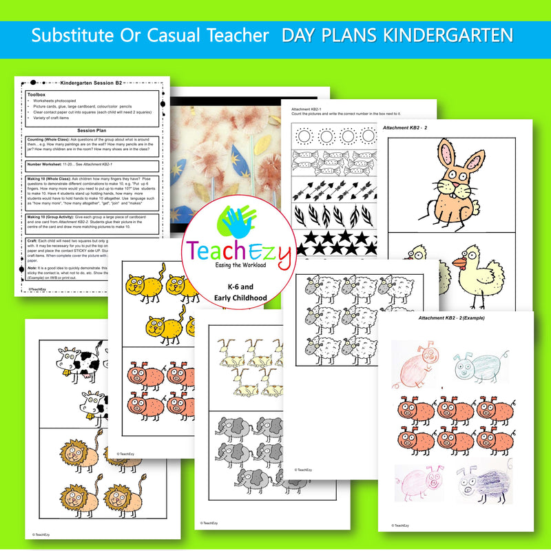 Substitute or Casual Teacher Day Plans Kindergarten