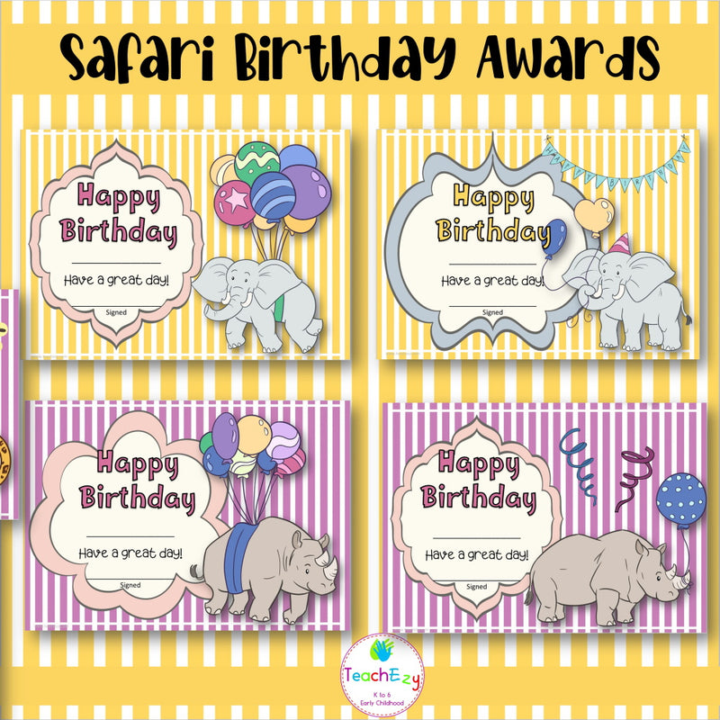 Safari Birthday Awards and Poster