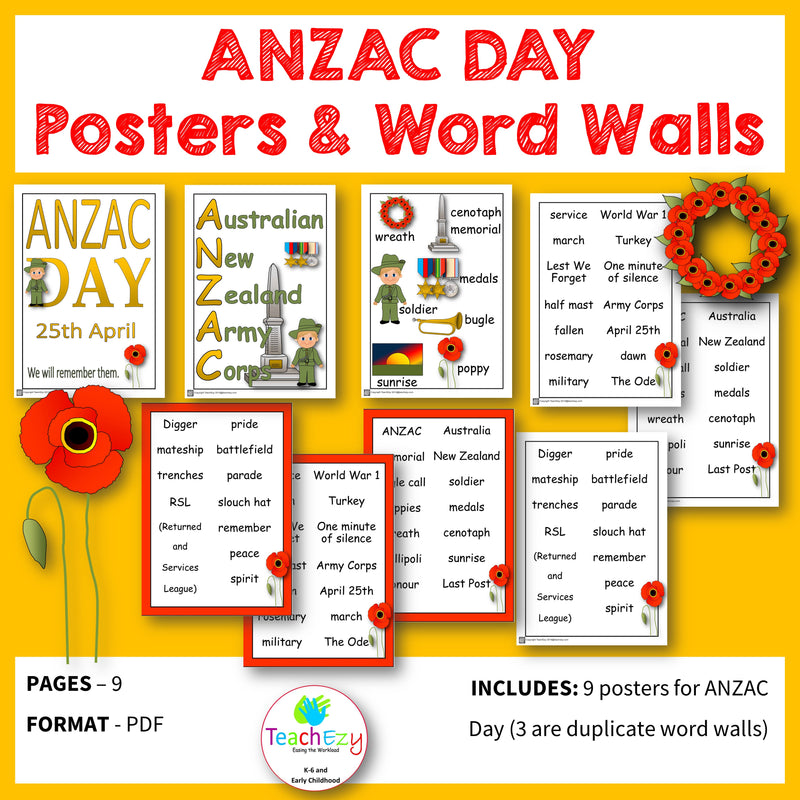 ANZAC Day Posters and Word Walls