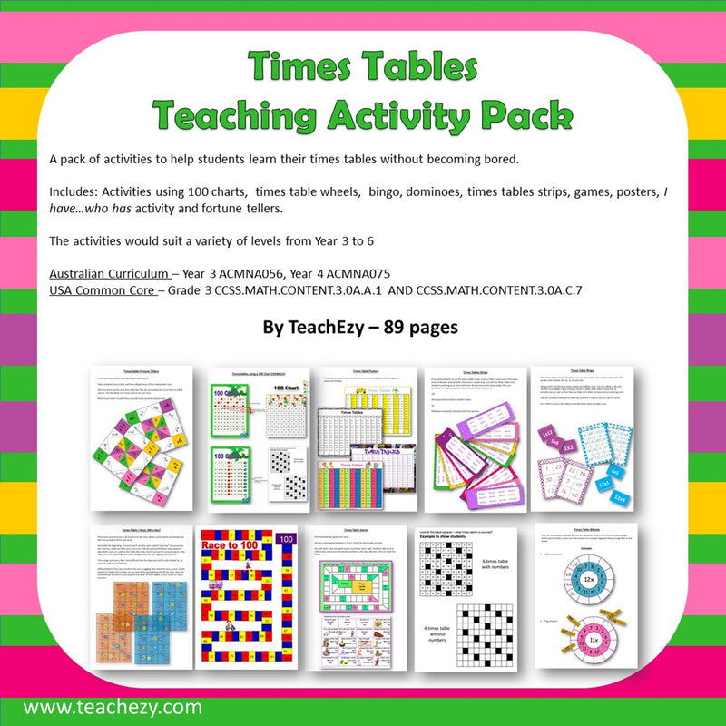 Times Tables Teaching Activity Pack