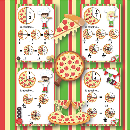 Equivalent Fractions PIZZA PARTY Posters