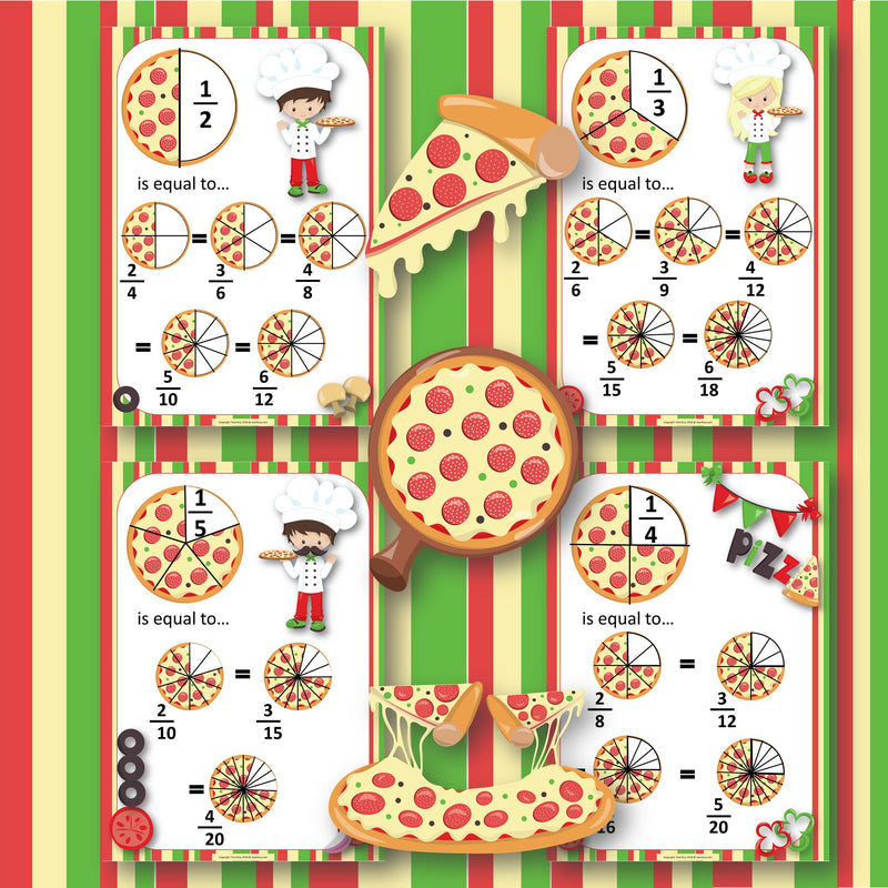 Equivalent Fractions PIZZA PARTY Posters