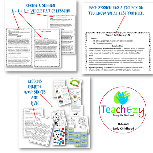 Years 1/2 Day Plans for Substitute Teachers All Sessions