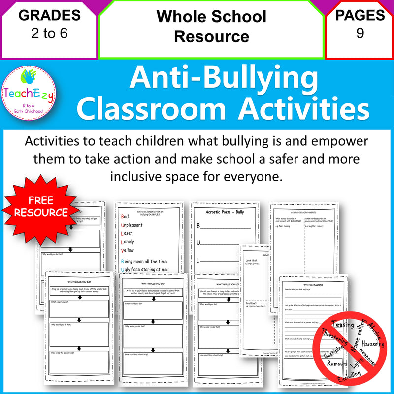Anti-Bullying Activities for the Classroom FREE