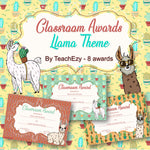 Classroom Awards Llama Theme