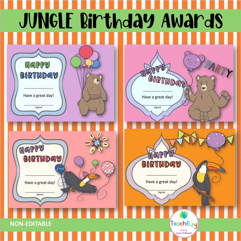 Jungle Birthday Awards and Poster