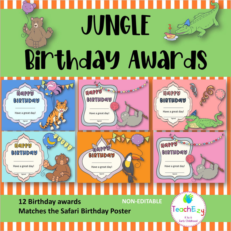 Jungle Birthday Awards and Poster