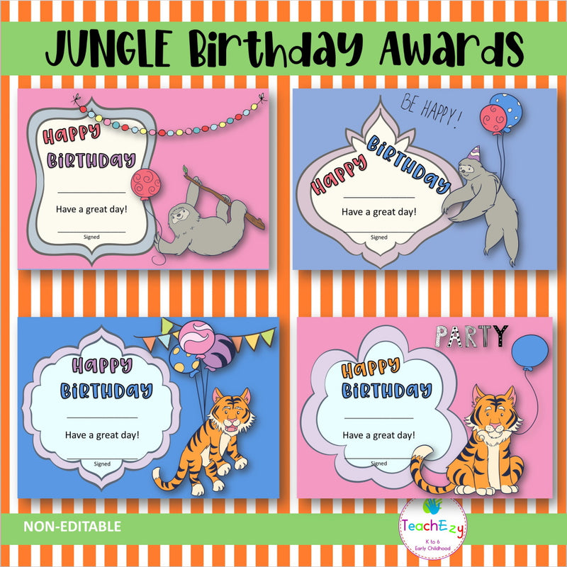 Jungle Birthday Awards and Poster