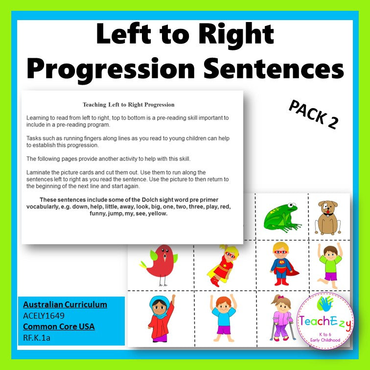 Left to Right Progression Sentences Pack 2