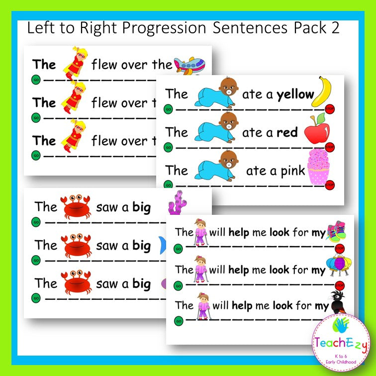 Left to Right Progression Sentences Pack 2