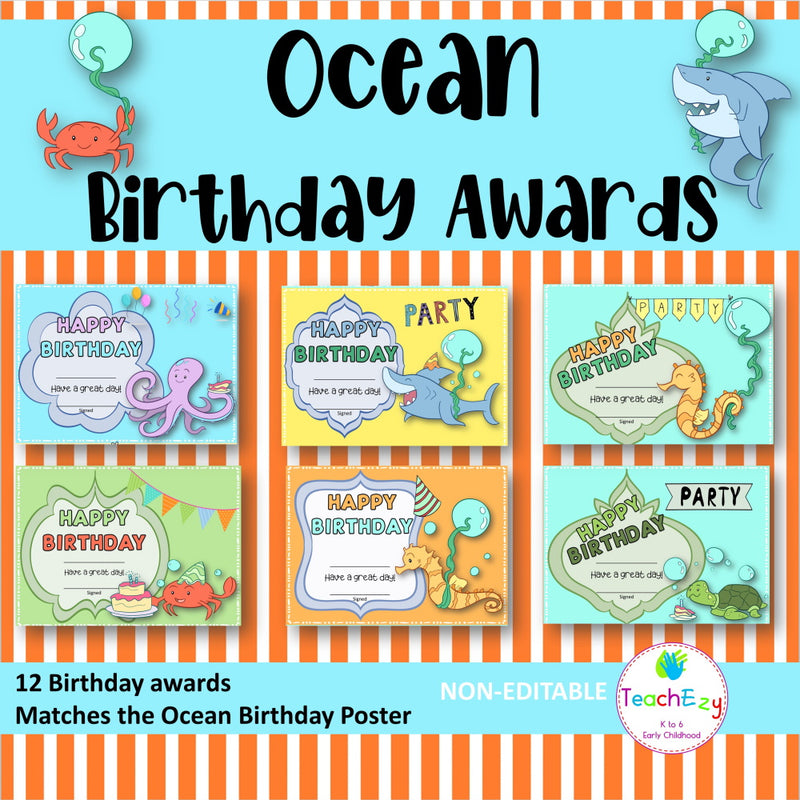 Ocean Birthday Certificates and Poster