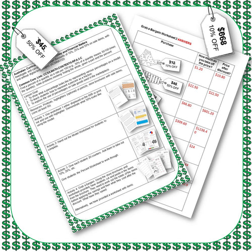 Percentages and Discounts Lesson Plan and Worksheets