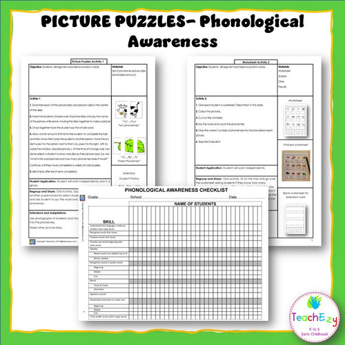 Picture Puzzles Phonological Awareness Resource