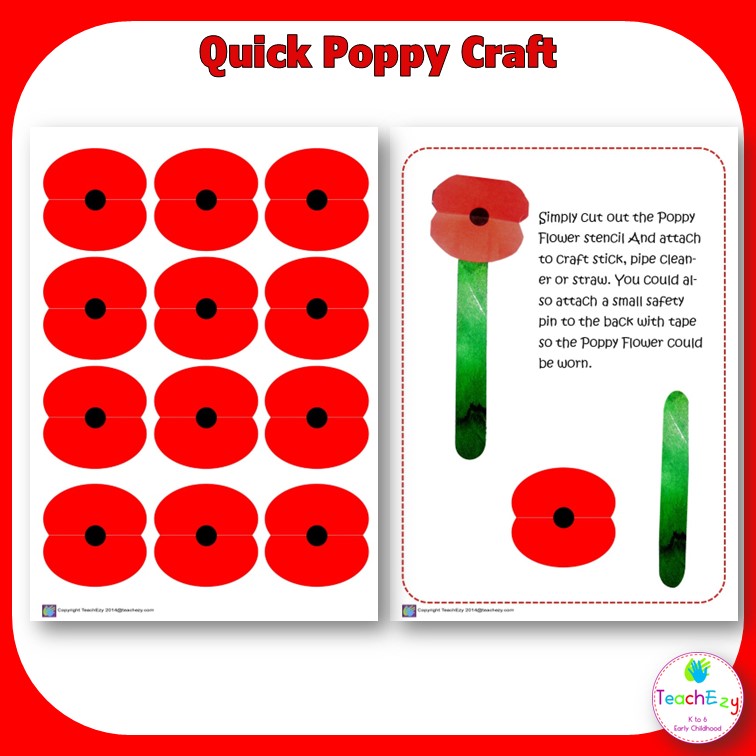 ANZAC Day Quick Poppy Flower Craft