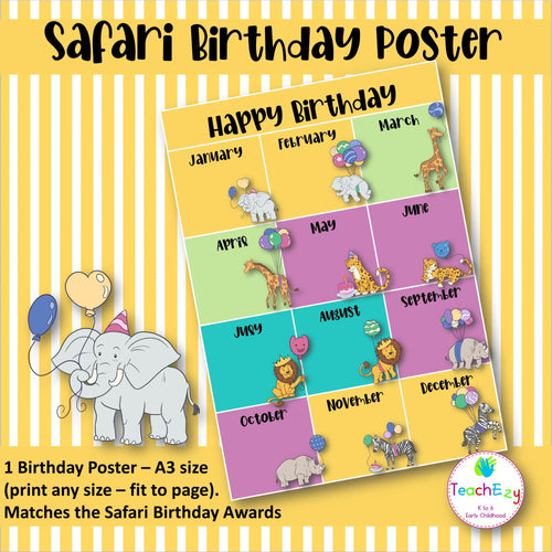Safari Birthday Awards and Poster