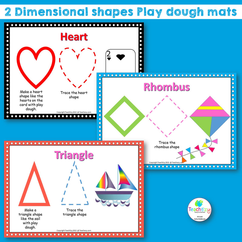 2D shape heart, rhombus and triangle