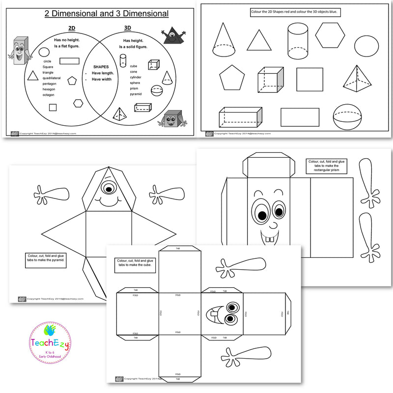 2D Shapes and 3D Objects worksheets