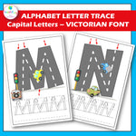 Alphabet Letter Trace Victorian Font