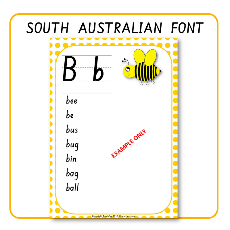 Alphabet Word Walls South Australian Font