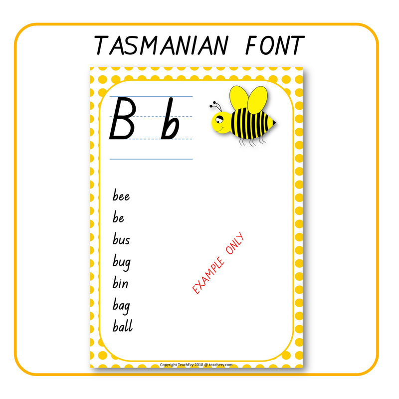 Alphabet Word Walls Tasmanian Font