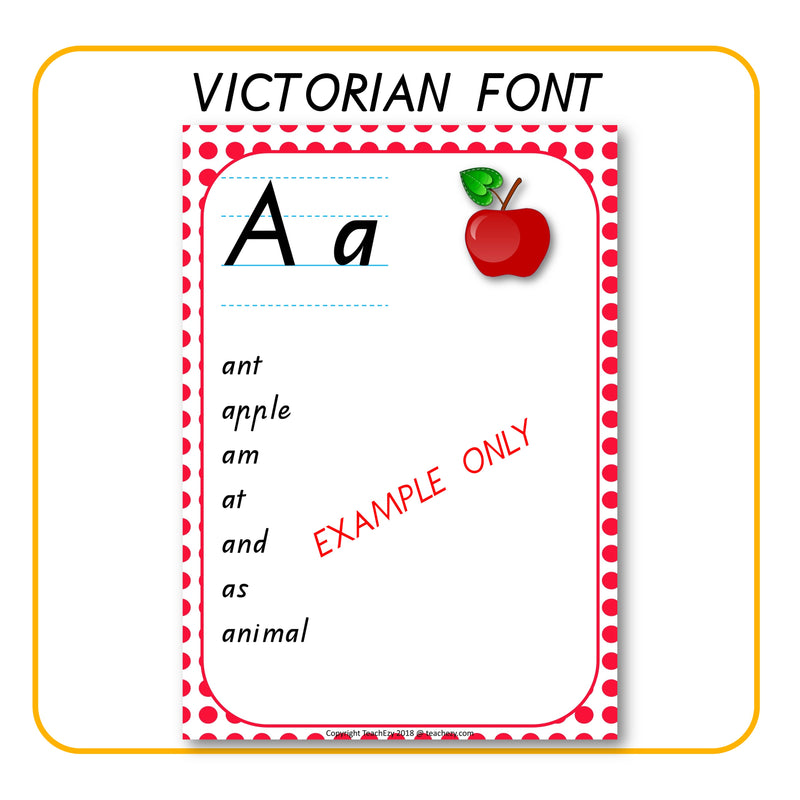 Alphabet word walls victorian font