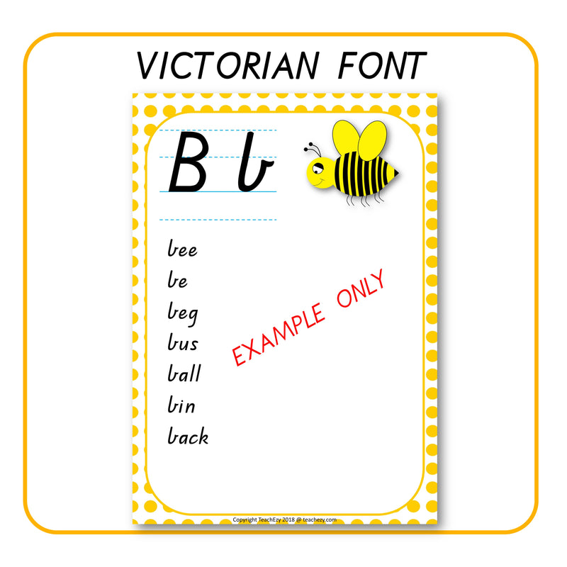 Alphabet word walls victorian font