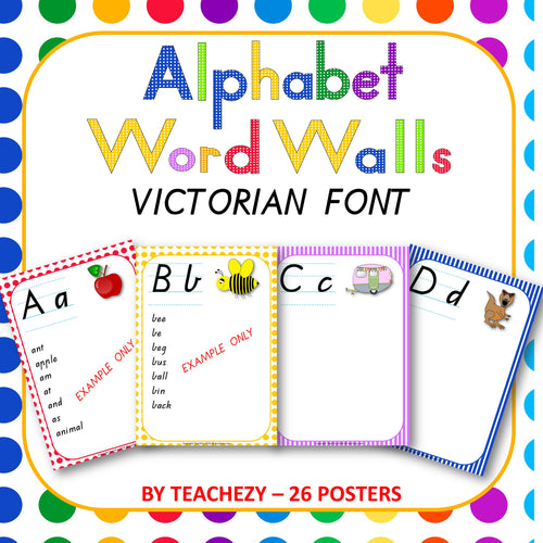 Alphabet word walls victorian font