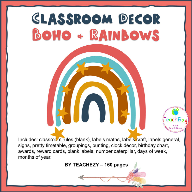Classroom Decor Boho and Rainbow