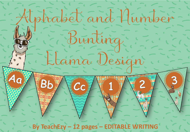 Alphabet and number bunting Llama Design
