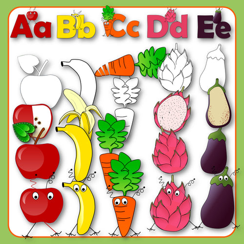 A to Z Fruits and Vegetables Clip Art Pack personal and commercial use