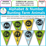 Alphabet and Number Bunting Farm Design