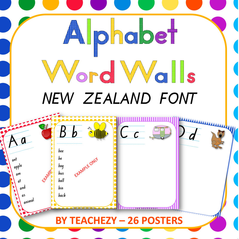 Alphabet Word Walls New Zealand Font