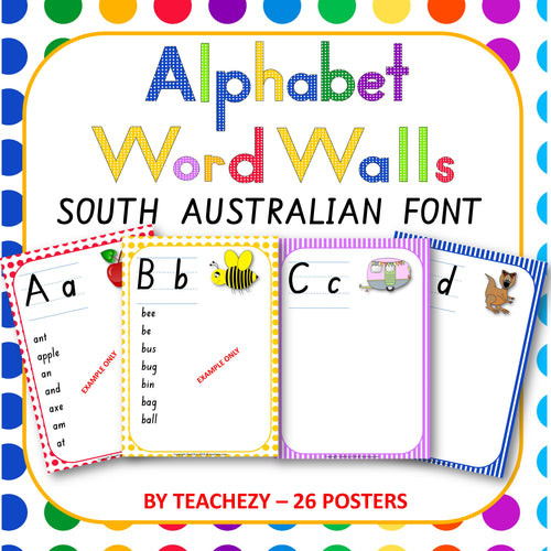Alphabet Word Walls South Australian Font