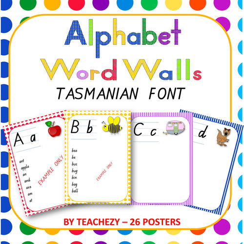 Alphabet Word Walls Tasmanian Font